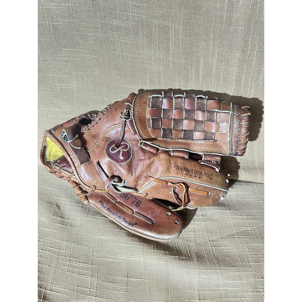 Vintage Rawlings SG76 13.25” Baseball Glove RHT Basket Web Needs Relacing
